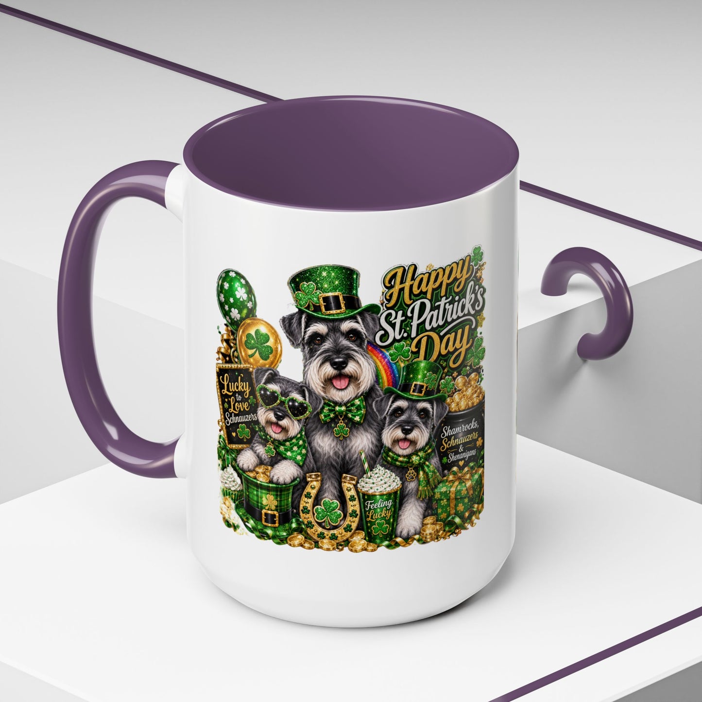St. Patrick’s Day Dog Coffee Mug — Happy St. Patrick’s Day Accent Mug (11/15oz)