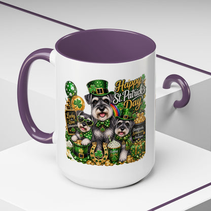 St. Patrick’s Day Dog Coffee Mug — Happy St. Patrick’s Day Accent Mug (11/15oz)