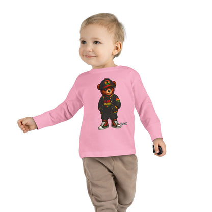 Cool Teddy Bear Toddler Long Sleeve Tee — Urban Streetwear Kids Shirt