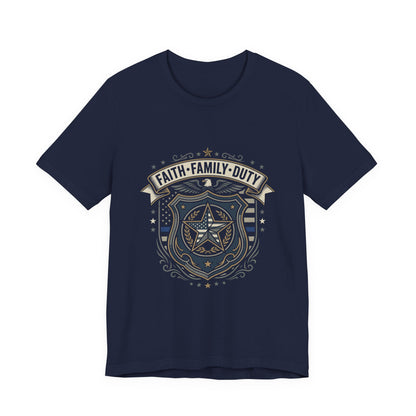 Police Badge Shield T‑Shirt — "Faith • Family • Duty" Graphic Tee
