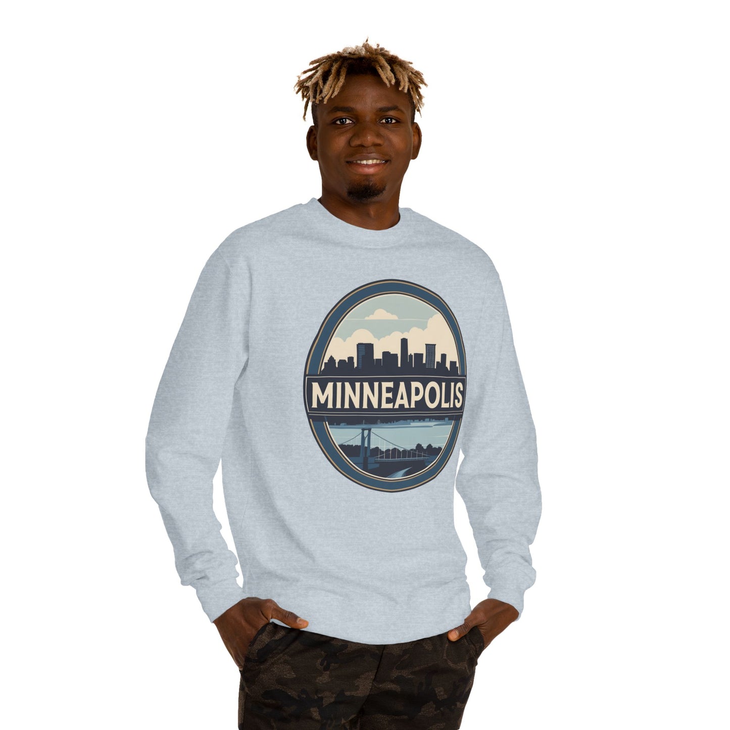 Minneapolis Skyline Crewneck Sweatshirt — Vintage Cityscape Design