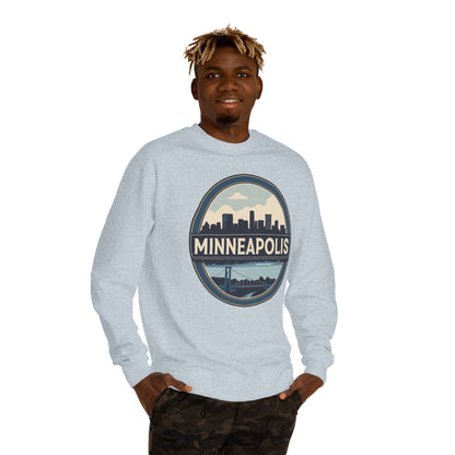 Minneapolis Skyline Crewneck Sweatshirt — Vintage Cityscape Design