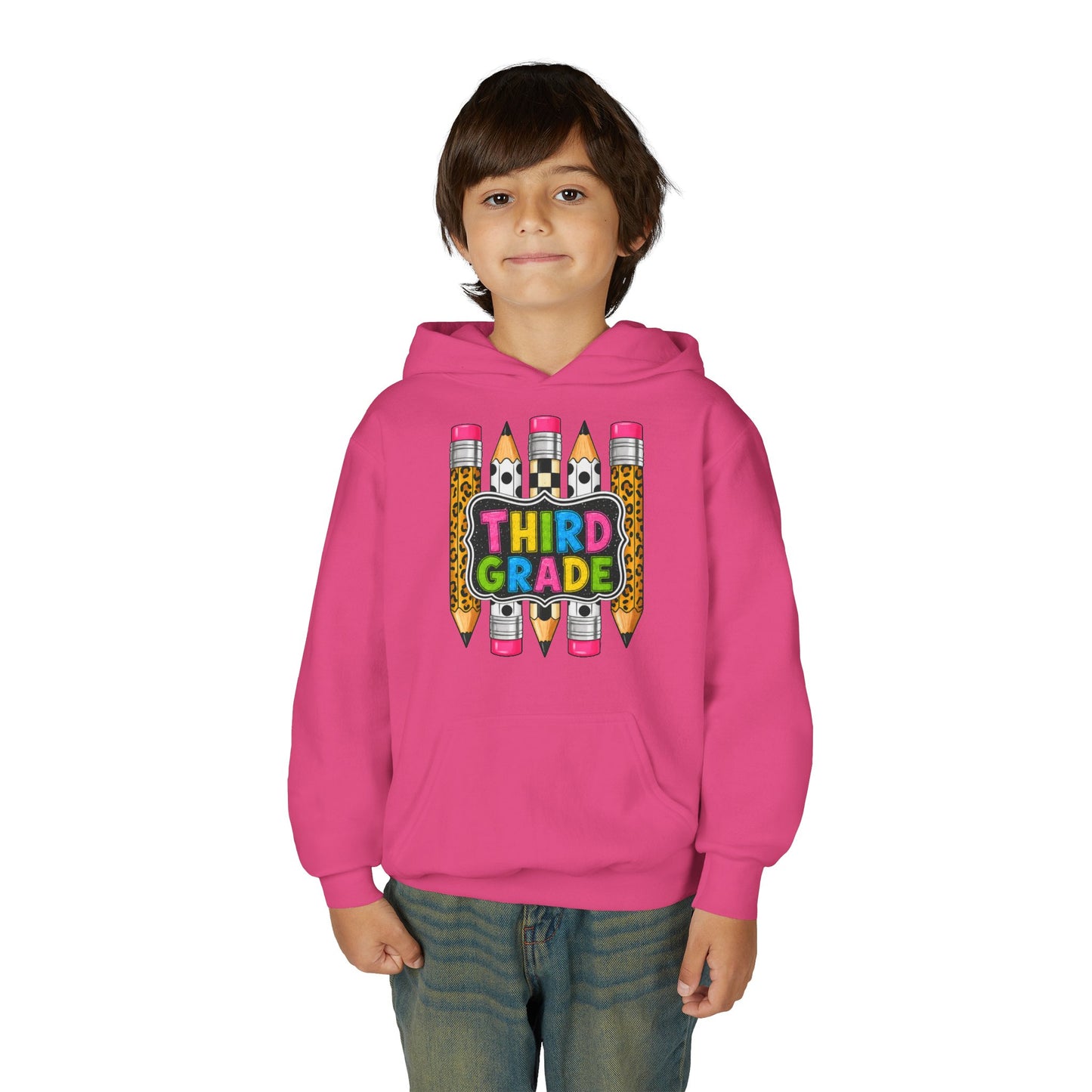 Third Grade Kids Hoodie — Cute Pencil Back-to-School Sweatshirt