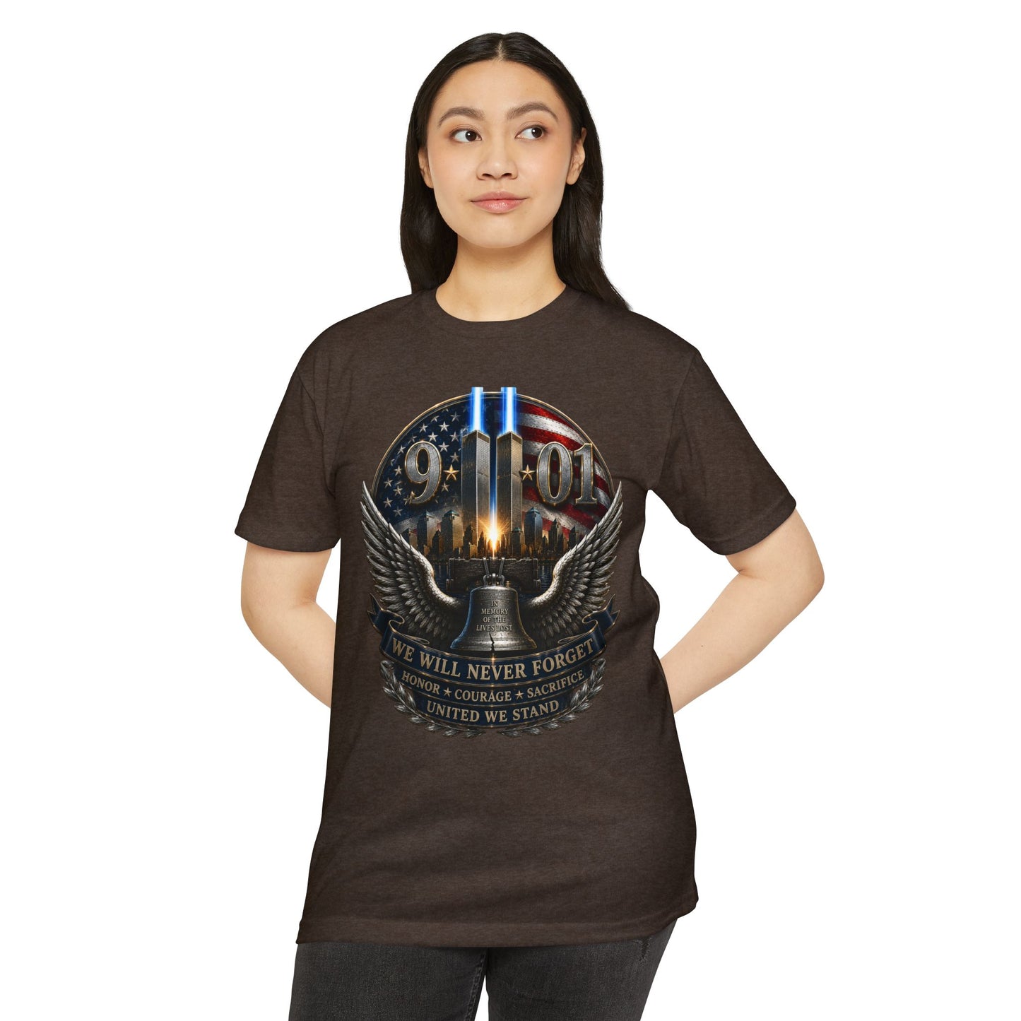 9/11 Never Forget Memorial T-Shirt — Twin Towers Tribute Tee