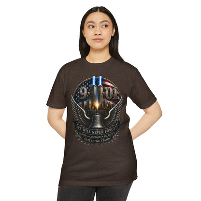 9/11 Never Forget Memorial T-Shirt — Twin Towers Tribute Tee