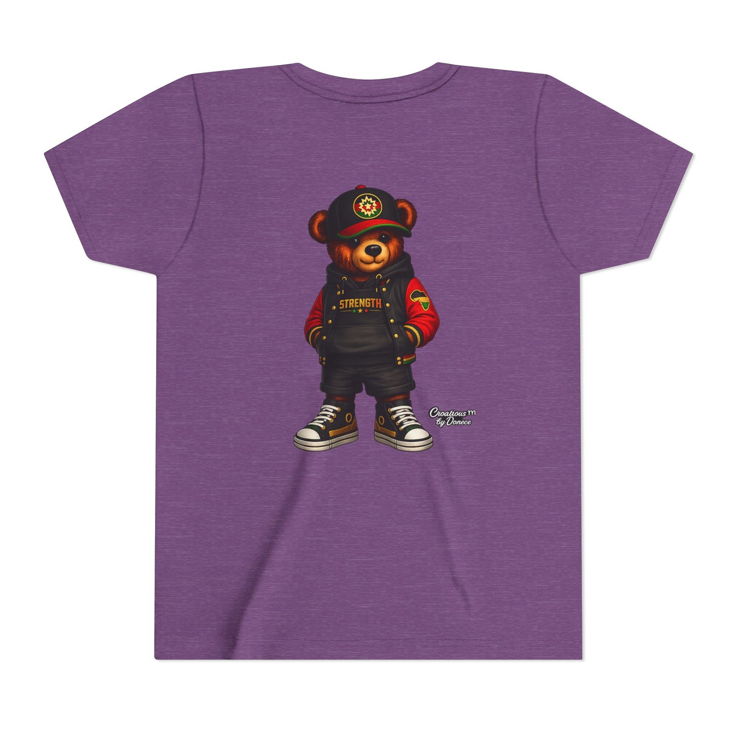 Kids Teddy Bear Streetwear Tee — 'Strength' Graphic Youth T-Shirt