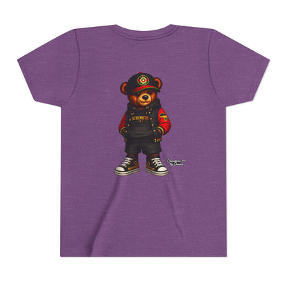 Kids Teddy Bear Streetwear Tee — 'Strength' Graphic Youth T-Shirt