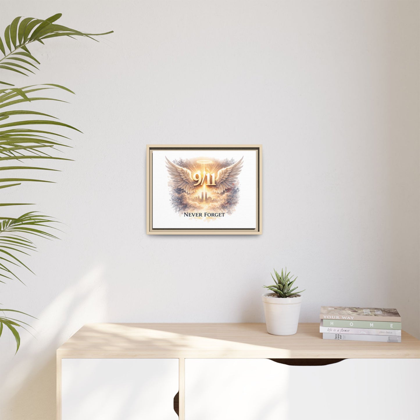 9/11 Memorial Matte Canvas Print — "Never Forget" Framed Wall Art
