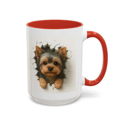 Yorkshire Terrier Peekaboo Coffee Mug – Cute Yorkie Dog Accent Mug (11/15oz)