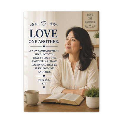 Love One Another — John 13:34 Inspirational Stretched Canvas Wall Art