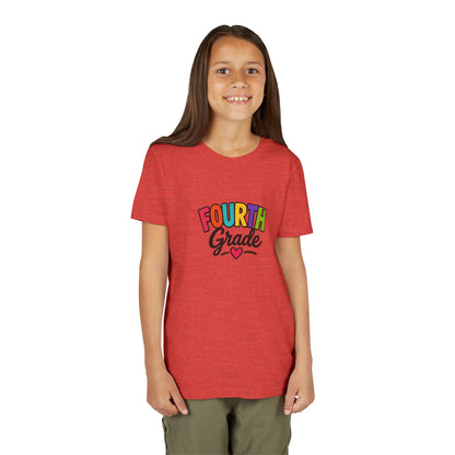 Fourth Grade Youth Tee — Colorful Back-to-School Shirt with Heart