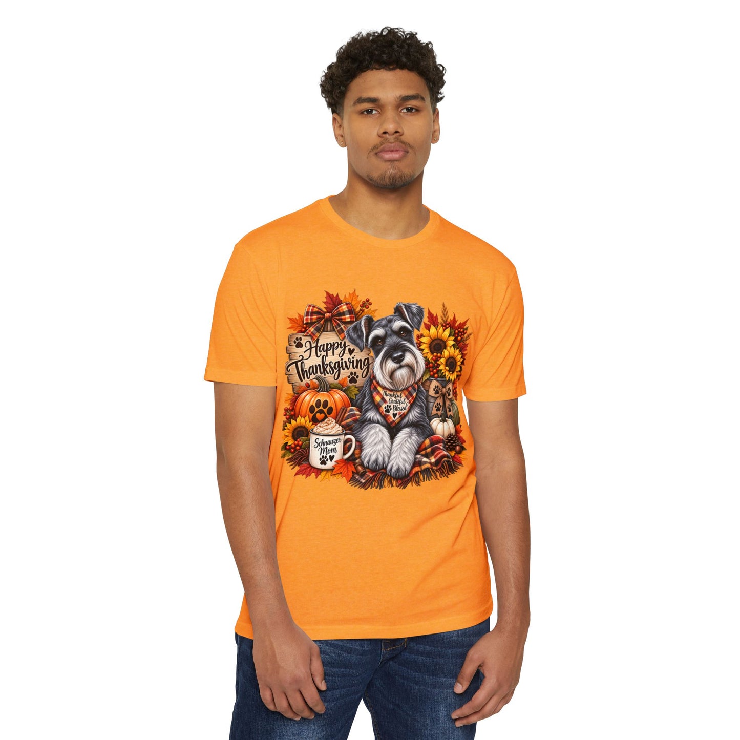 Thanksgiving Schnauzer T-Shirt — Happy Thanksgiving Fall Dog Tee