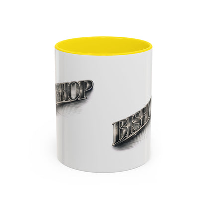 Vintage 'Bishop' Accent Coffee Mug — Retro Metallic Text Ceramic Mug (11/15oz)