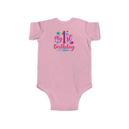 Baby Bodysuit — "My 1st Birthday" Colorful First Birthday Infant Onesie