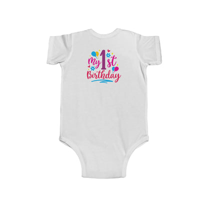 Baby Bodysuit — "My 1st Birthday" Colorful First Birthday Infant Onesie
