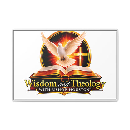 Framed Canvas Print — "Wisdom and Theology" Dove & Bible Wall Art