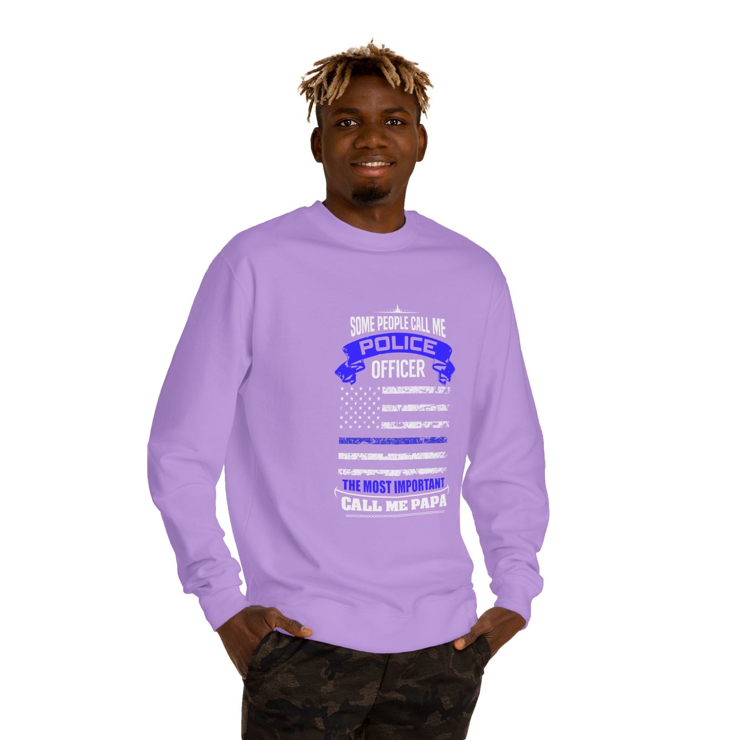 Police Officer Papa Sweatshirt — "Some People Call Me Police Officer... The Most Important Call Me Papa" Patriotic Flag Crewneck