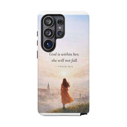 Inspirational Psalm 46:5 Phone Case — 'God is within her, she will not fall' Christian Phone Cover