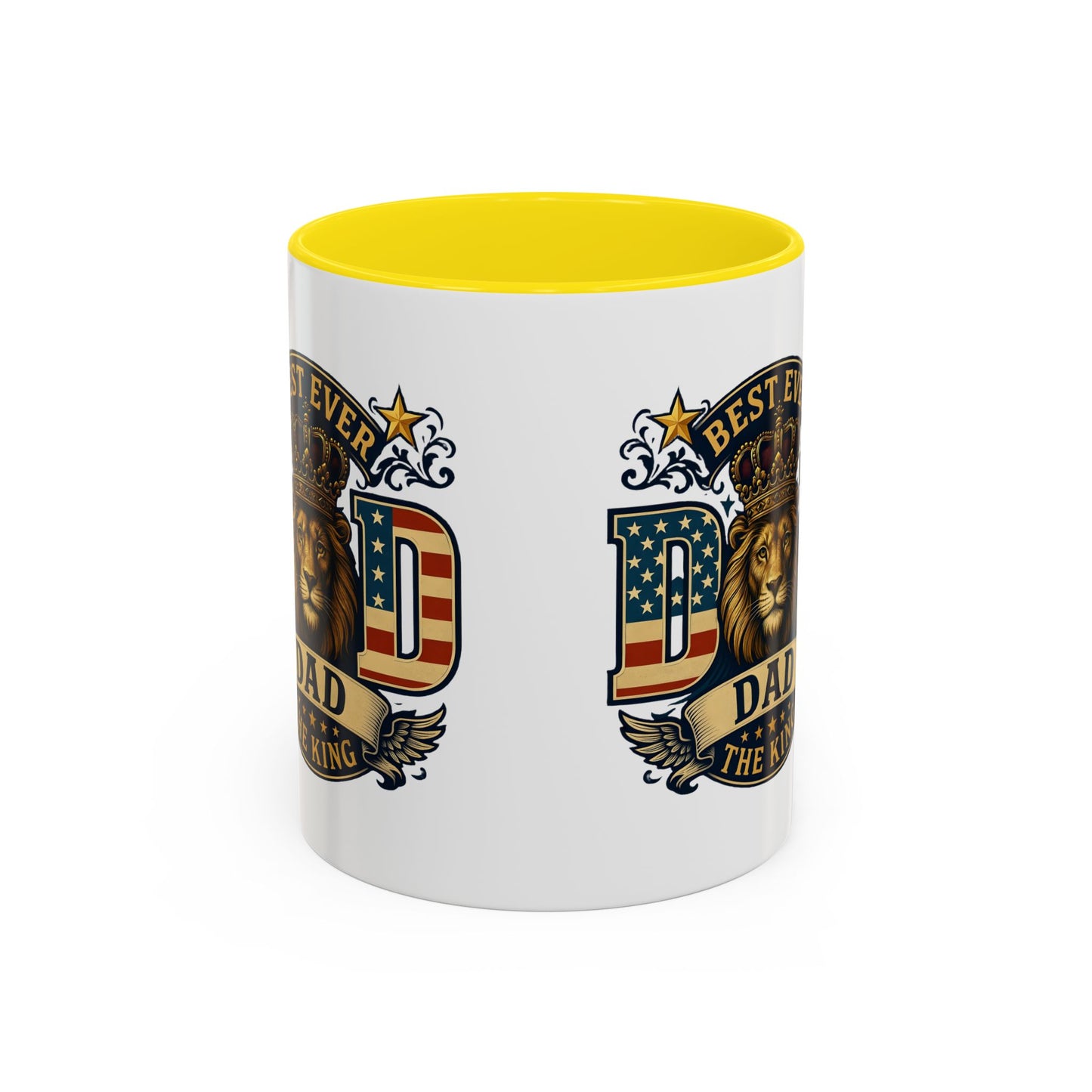 Best Ever Dad Coffee Mug — 'Dad the King' Lion Accent Mug (11/15oz)