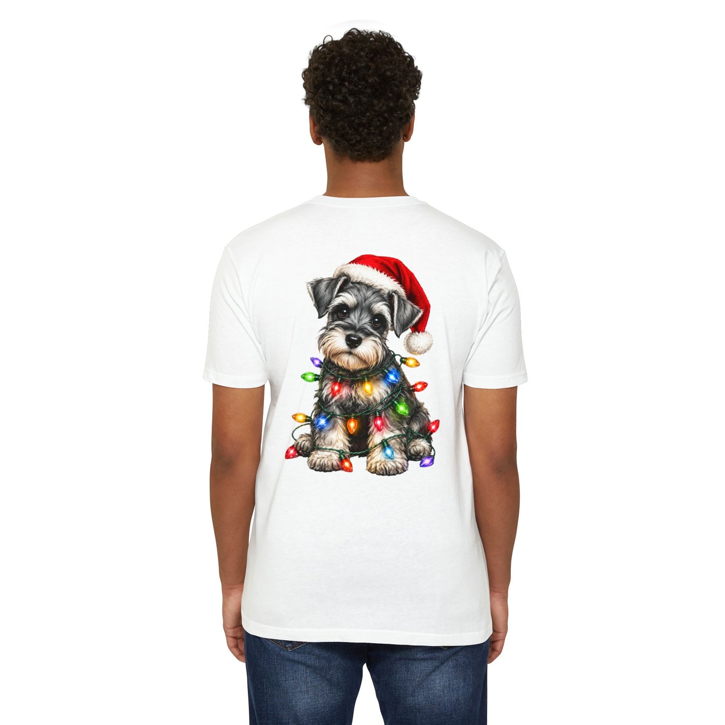 Schnauzer Puppy in Christmas Lights Tee
