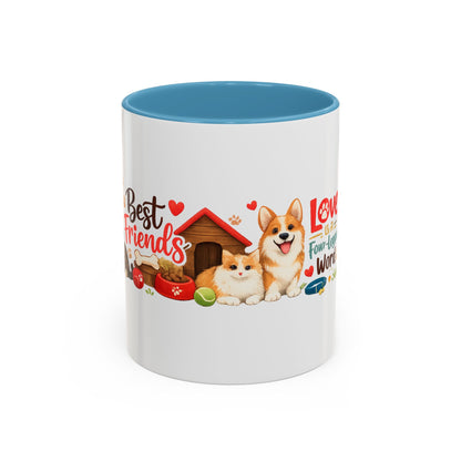 Dog Lover Accent Coffee Mug — “Love is a Four-Legged Word” Ceramic Gift