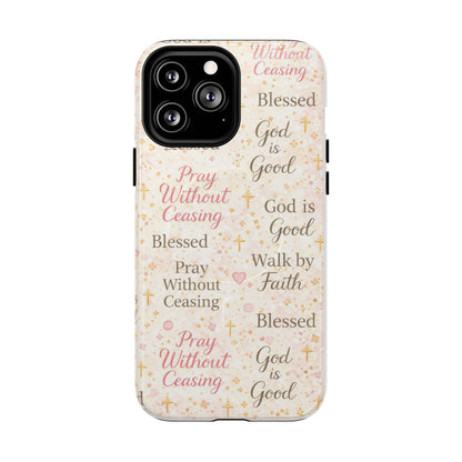 Christian Faith Magnetic Phone Case — "Pray Without Ceasing" Patterned Tough Case