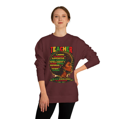 Teacher Afro Portrait Sweatshirt — Black Excellence Educator Crewneck