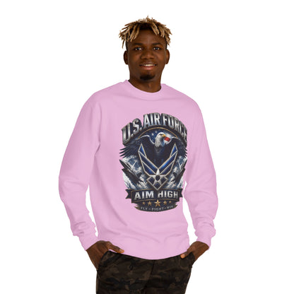 Air Force Crewneck Sweatshirt — "U.S. Air Force Aim High" Military Logo Pullover