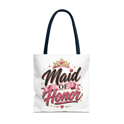 Maid of Honor Tote Bag — Pink Crown Bridal Party Tote for Weddings & Bachelorette