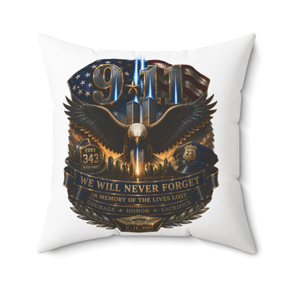9/11 Memorial Eagle Pillow — "We Will Never Forget" Tribute Accent Pillow