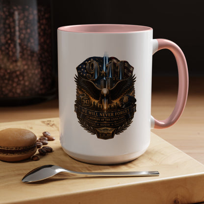9/11 Tribute Coffee Mug — Never Forget Memorial Eagle Design (11/15oz)