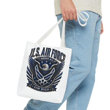 U.S. Air Force Eagle Tote Bag - "Aim High" Military Canvas Tote