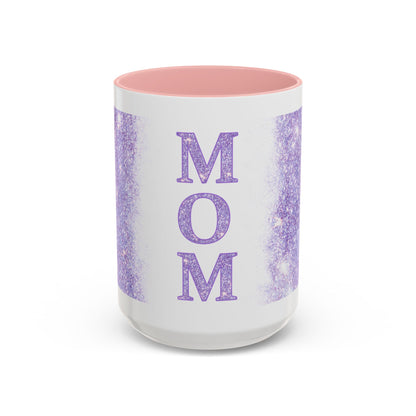 Mom Glitter Accent Coffee Mug – Purple Sparkle Mother's Day Gift (11/15oz)