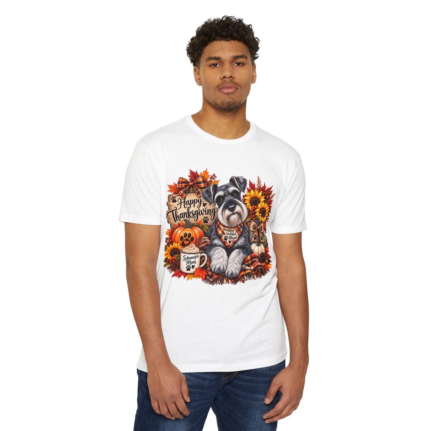 Thanksgiving Schnauzer T-Shirt — Happy Thanksgiving Fall Dog Tee