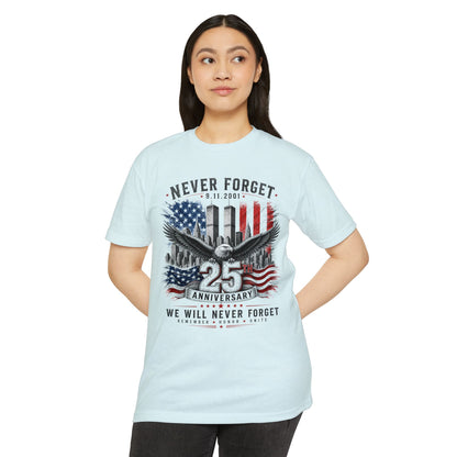 9/11 25th Anniversary 'Never Forget' Memorial T-Shirt
