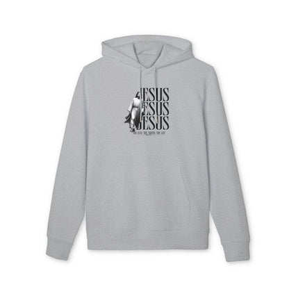 Jesus Repeated Graphic Hoodie — "The Way, The Truth, The Life" Religious Pullover