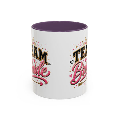 Team Bride Accent Coffee Mug — Pink & Gold Bachelorette Bridal Shower Gift (11/15 oz)