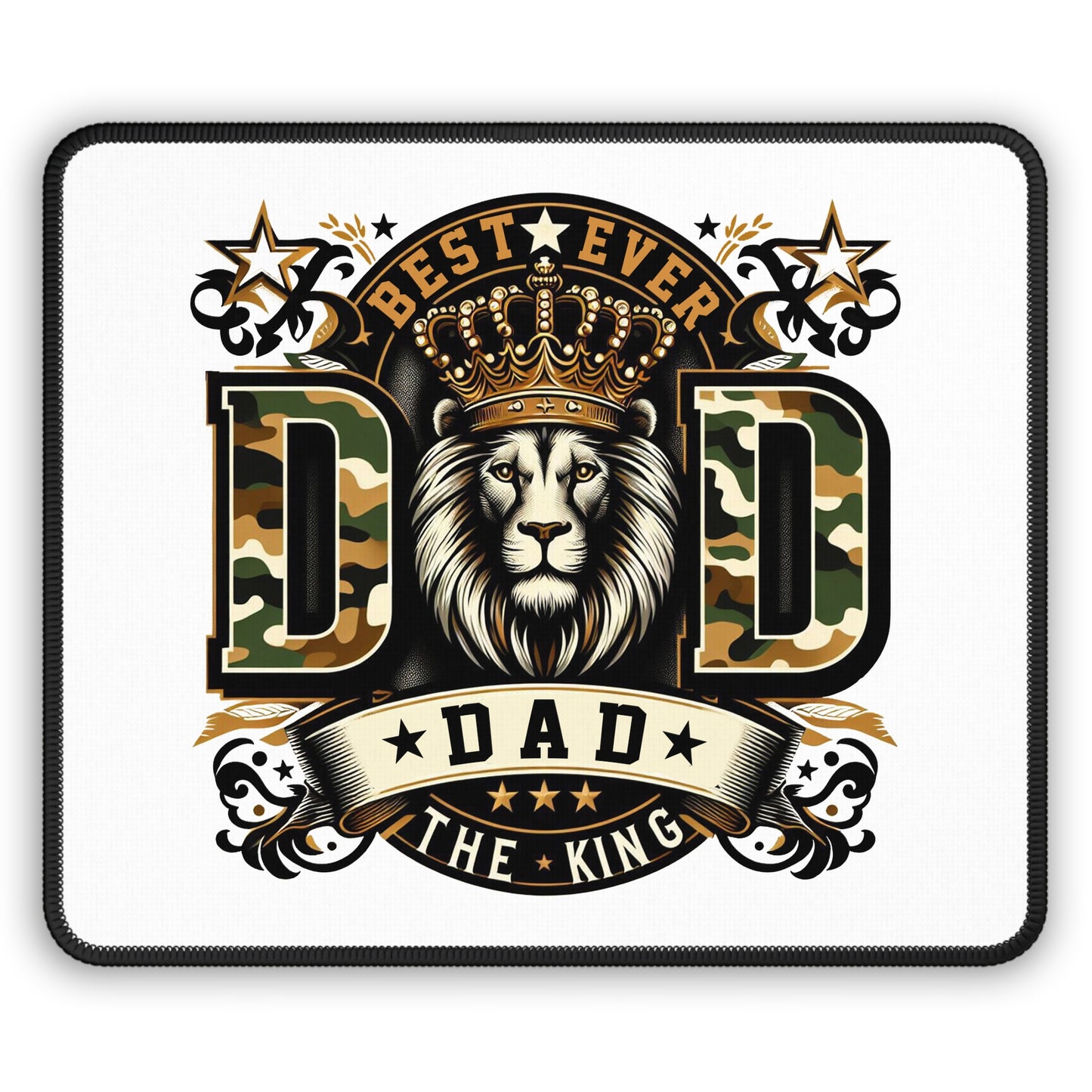 Gaming Mouse Pad — "Best Ever Dad" Lion Crown Camouflage Design (Father's Day Gift)