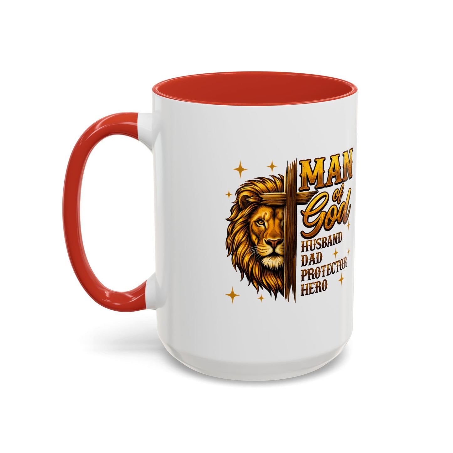 Man of God Lion Coffee Mug — 'Man of God' Religious Gift for Husband, Dad, Protector