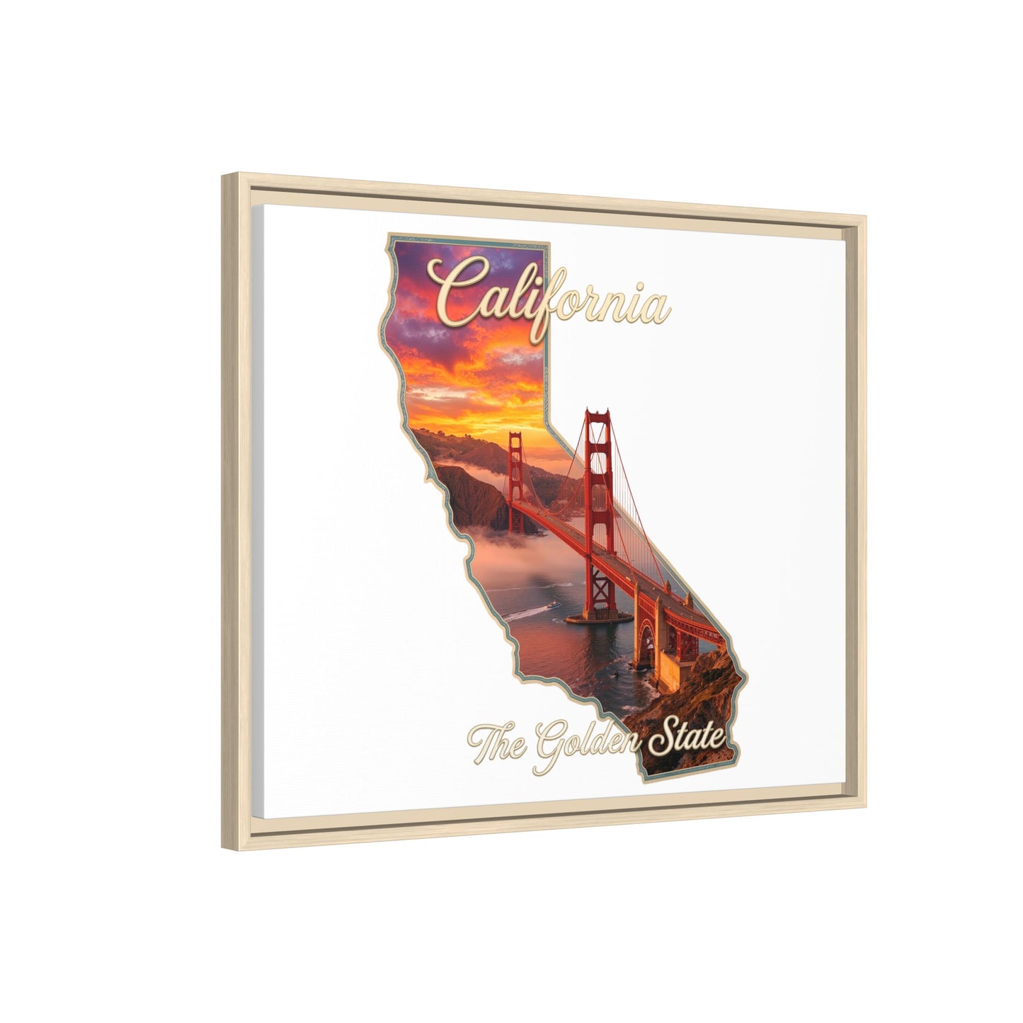 California Golden Gate Map Matte Canvas Print (Framed)