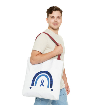 Blue Awareness Ribbon Rainbow Tote Bag – Support & Hope Everyday Tote