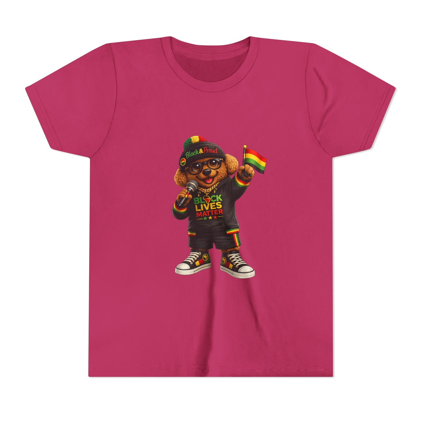 Youth Tee — Kid Bear Black Lives Matter Rasta Flag Shirt