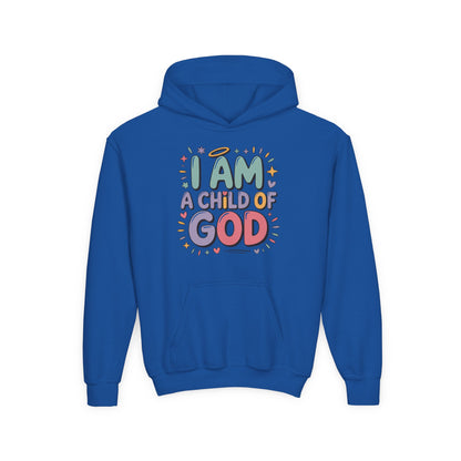 Youth Hoodie — "I Am a Child of God" Inspirational Kids Hooded Sweatshirt