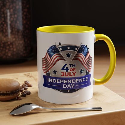 4th of July Independence Day Coffee Mug - Patriotic American Flag Accent