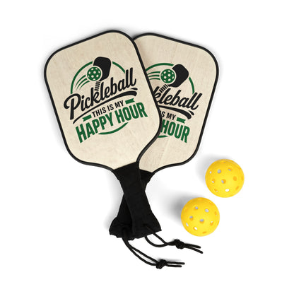 Pickleball Paddle Set — "Pickleball This Is My Happy Hour" Design