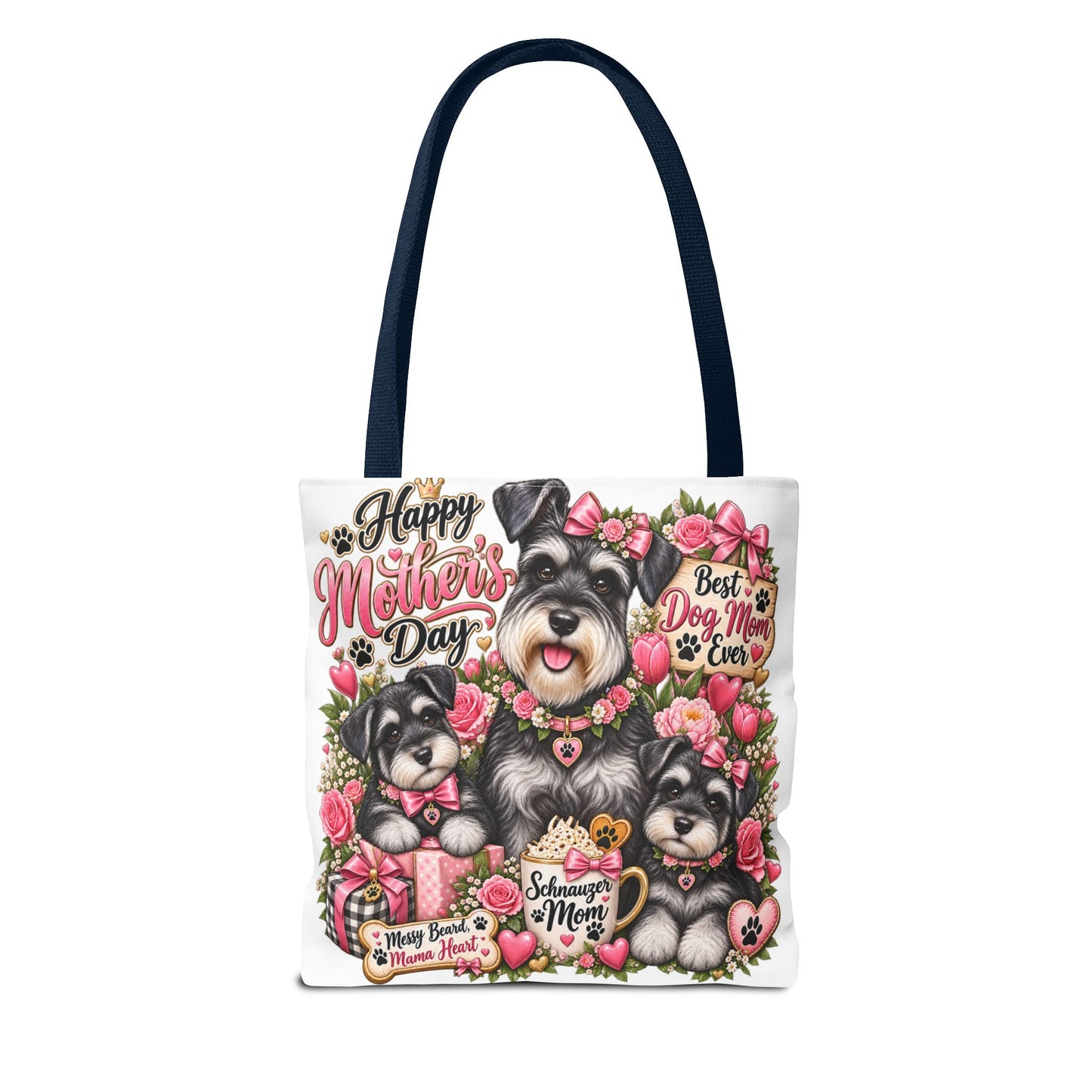 Happy Mother's Day Schnauzer Tote Bag — Best Dog Mom Ever Floral Gift