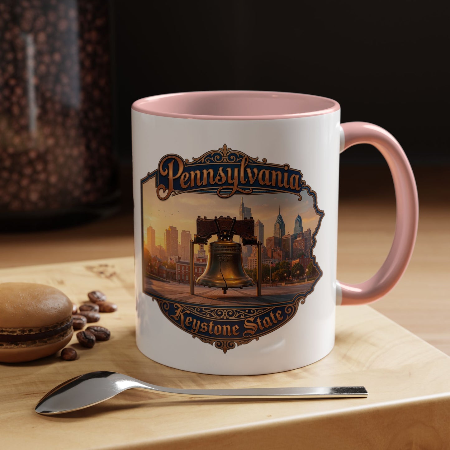 Pennsylvania Keystone State Coffee Mug — Liberty Bell & Philadelphia Skyline Accent Mug (11/15oz)