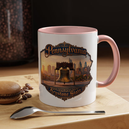 Pennsylvania Keystone State Coffee Mug — Liberty Bell & Philadelphia Skyline Accent Mug (11/15oz)