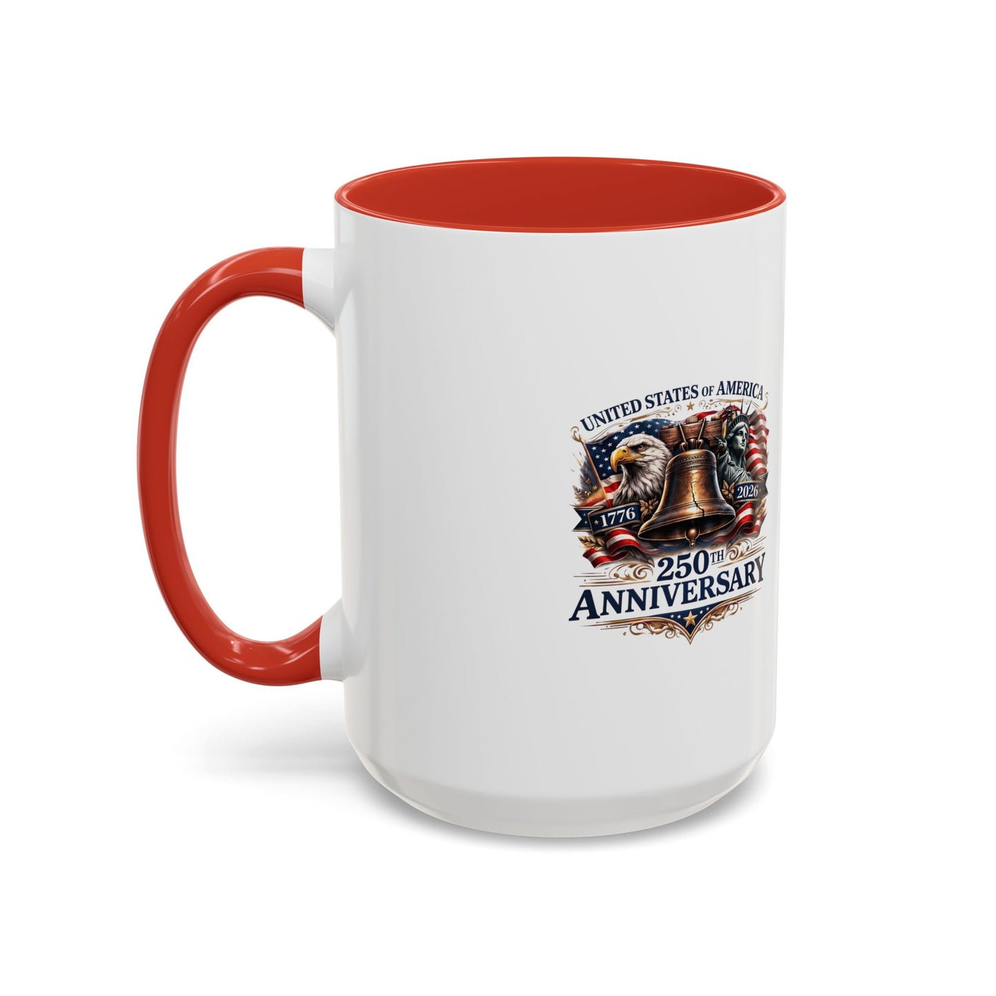 250th Anniversary Accent Coffee Mug — Patriotic United States Bell & Eagle Design (11/15 oz)