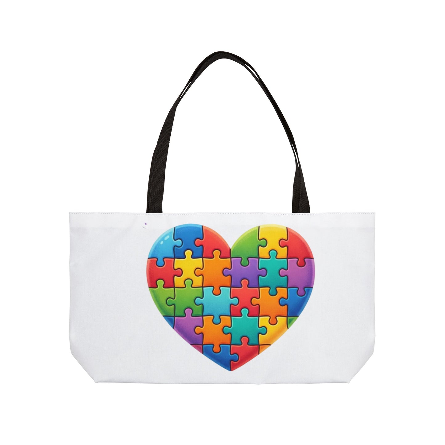 Puzzle Heart Weekender Tote — Colorful Autism Puzzle Piece Heart Travel Bag